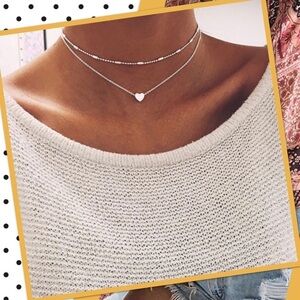 2 layer heart choker necklace